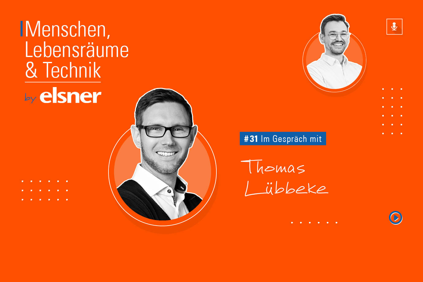 Oranges Elsner Podcast Cover Folge #31 mit Portraits von Bastian Elsner und Dr. Thomas L&uuml;bbeke